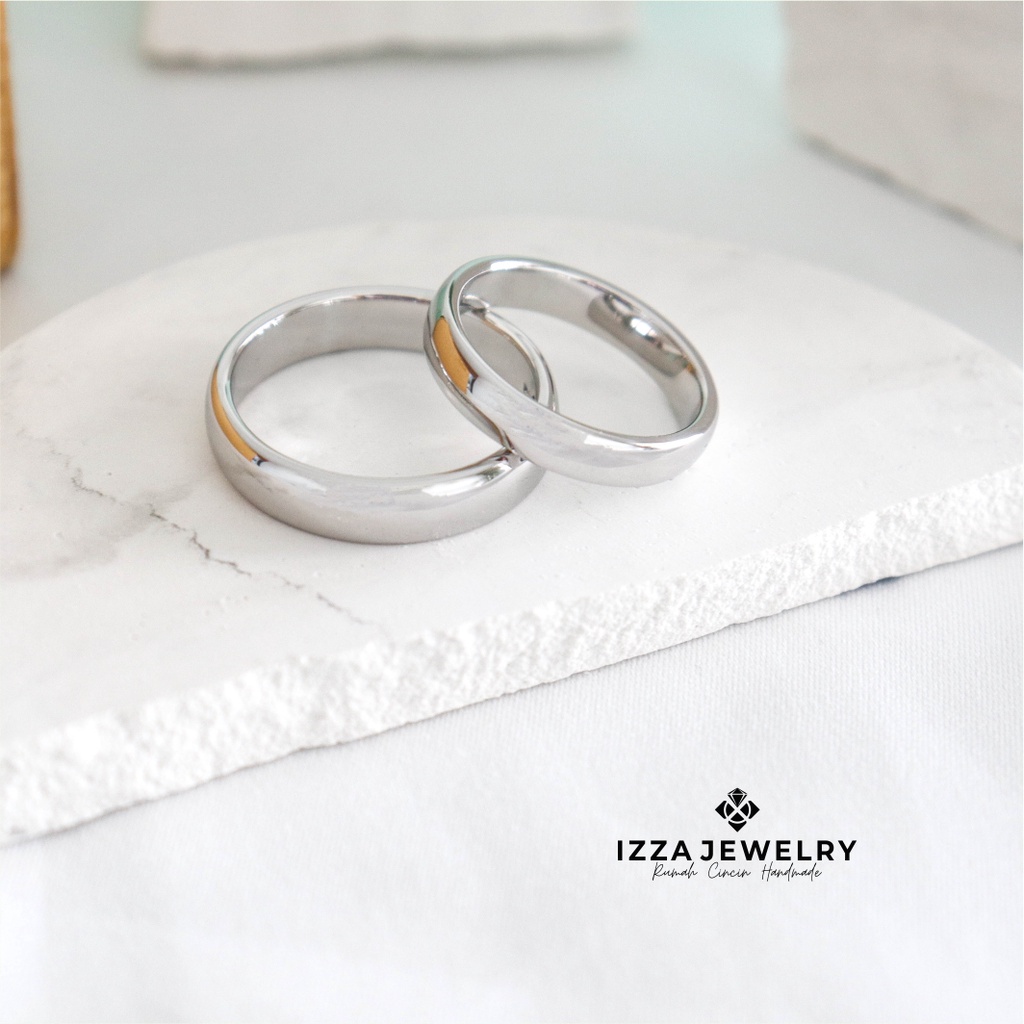 Cincin Nikah Simple Platinum 15% dan Emas Putih 10%/2.5 karat