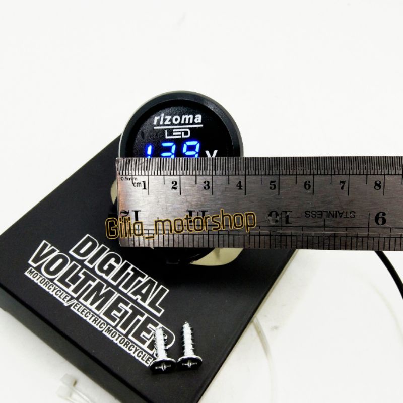 Voltmeter Aki Digital Bulat Rizoma LED  Voltmeter Pengukur Aki Digital Rizoma Original Universal Motor