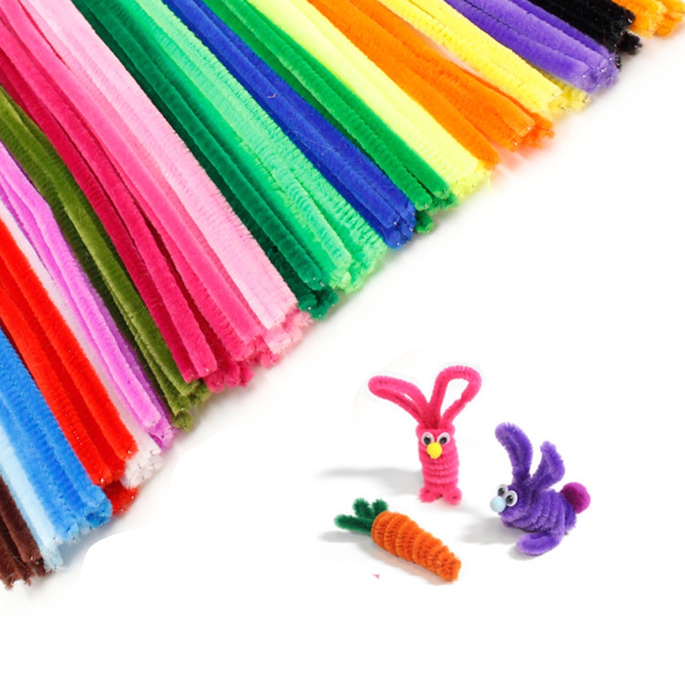 Huluboy 100Pcs Colorful Chenille Batang Pembersih Pipa DIY Seni Kerajinan Pengembangan Mainan Anak