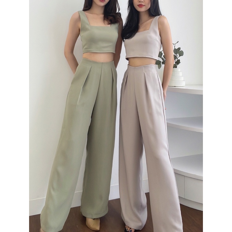 Kadaka T-0486 Crop Square Tanktop Wanita Woven Premium Smock