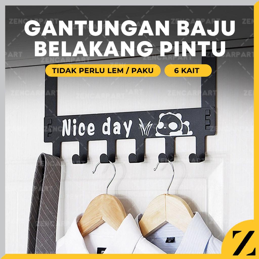 Gantungan alat dapur handuk lap sendok Kamar mandi 6 kait hook tempel dinding Gantungan Belakang Pintu 6 Kaitan Hook Hanger Baju Handuk Topi Tas Kait Selip Nice Day Tanpa Paku Bor