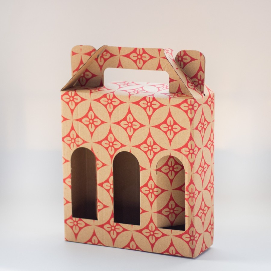 box tenteng packaging 3 botol minum 250 ml dus jinjing kemasan hampers minuman kotak parsel coklat b