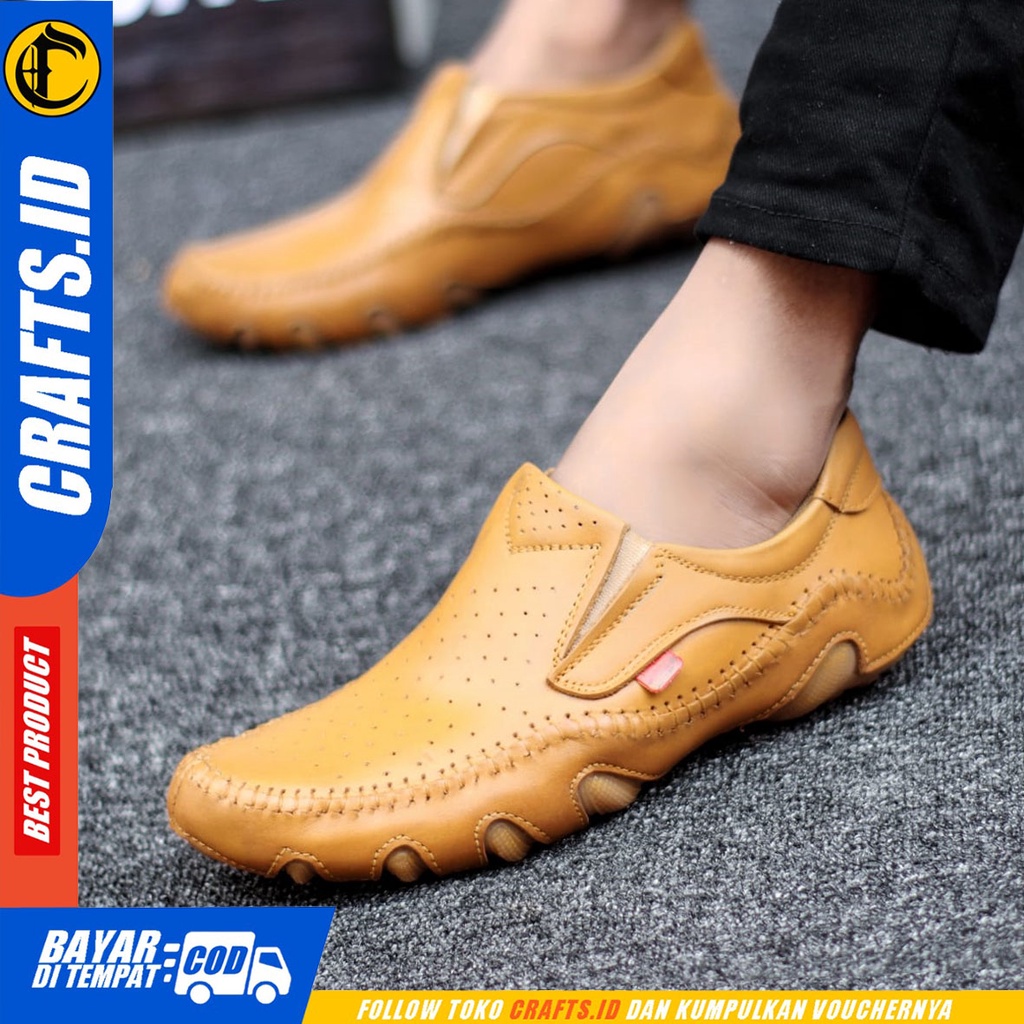 CRAFTS mesi - Sepatu Pantofel Formal Kulit Asli Kerja Slop Pria