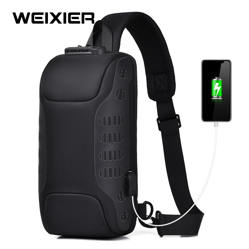 WEIXIER X311 Tas Selempang Pria Shoulder Bag USB Port Anti Maling WK-SBY