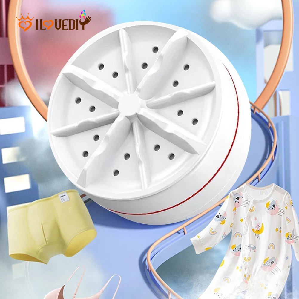 1 Set Mesin Cuci Turbo Ultrasonik Mini Portable Tenaga USB Untuk Pakaian Dalam / Kaos Kaki