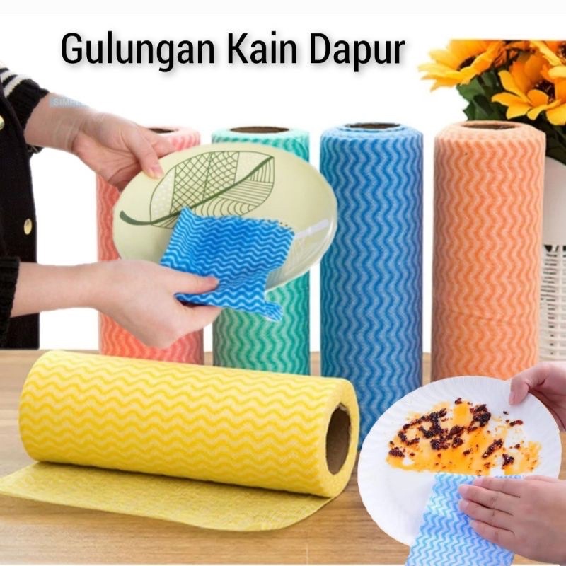 Tisu lap serbaguna Tisu Gulung Kain Lap Pembersih Sekali Pakai Bahan Kain / Tisu Warna / Tisu Gulung