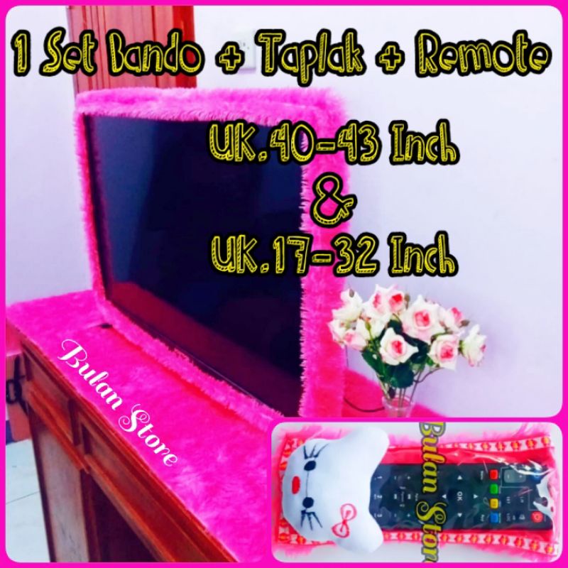 Bando Tv Led 17 - 32 Dan 40 -  43 Inch Terbaru 1 Set Taplak Meja Tv Dan Sarung Remote Bulu Rasfur Ta