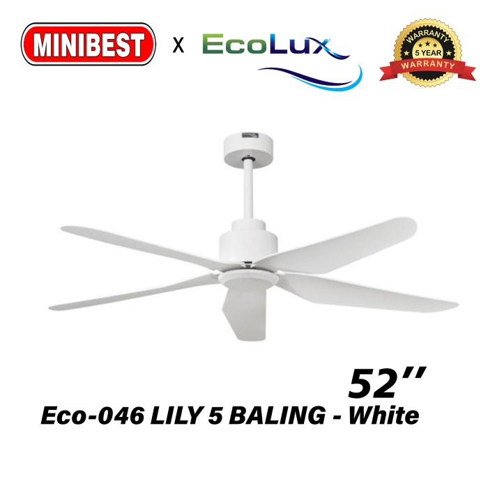 MB Kipas Angin Gantung plafon Ecolux Eco-046 LILY 5 BALING