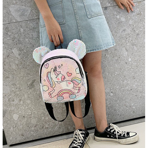 Backpack /Ransel Flip Sequin Unicorn Impor