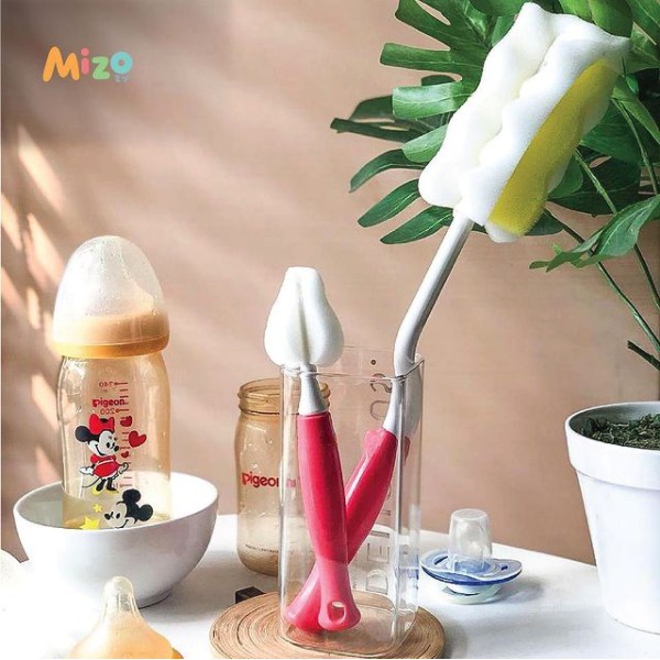 Mizo Deluxe Bottle And Nipple Sponge Brush Set - Pembersih Botol Bayi Sponge