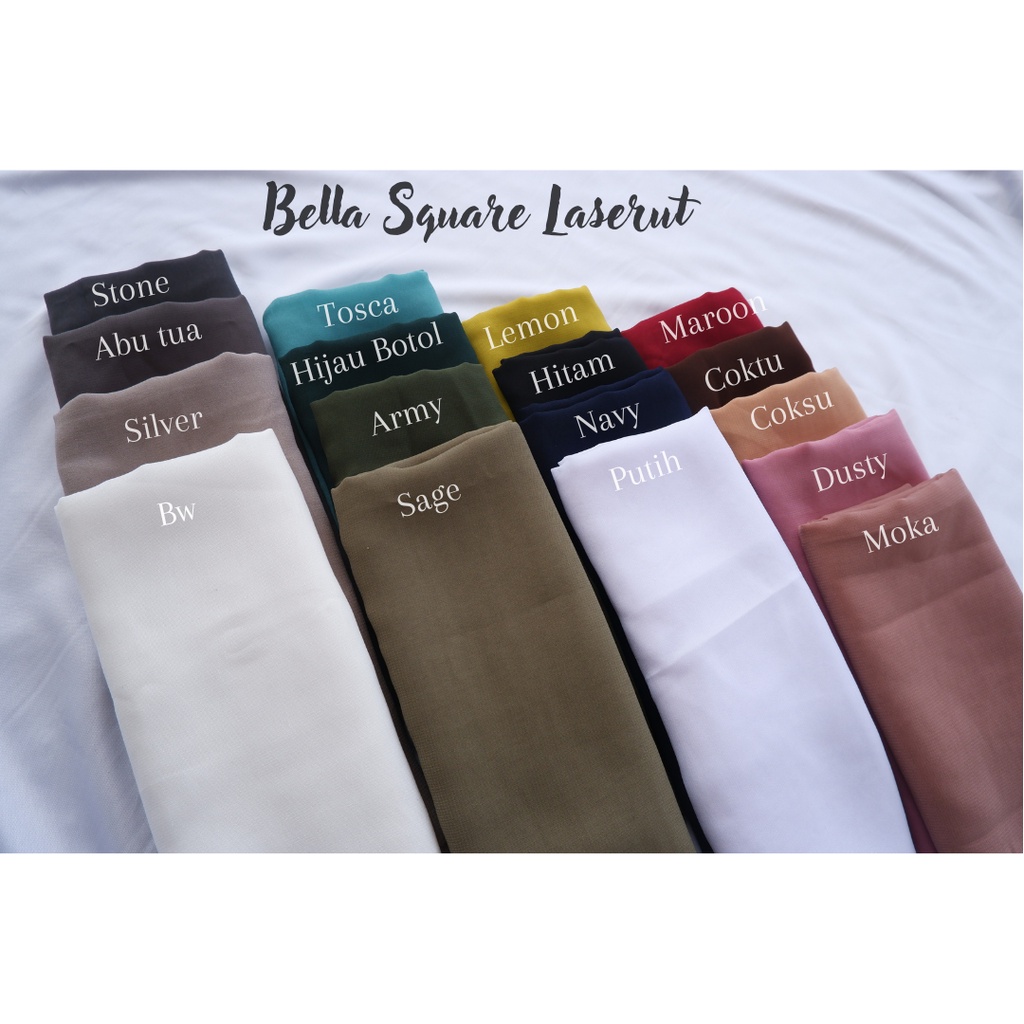 Jilbab Segiempat Bella Square Lasercut / Hijab Bella Square Polos Pollycotton