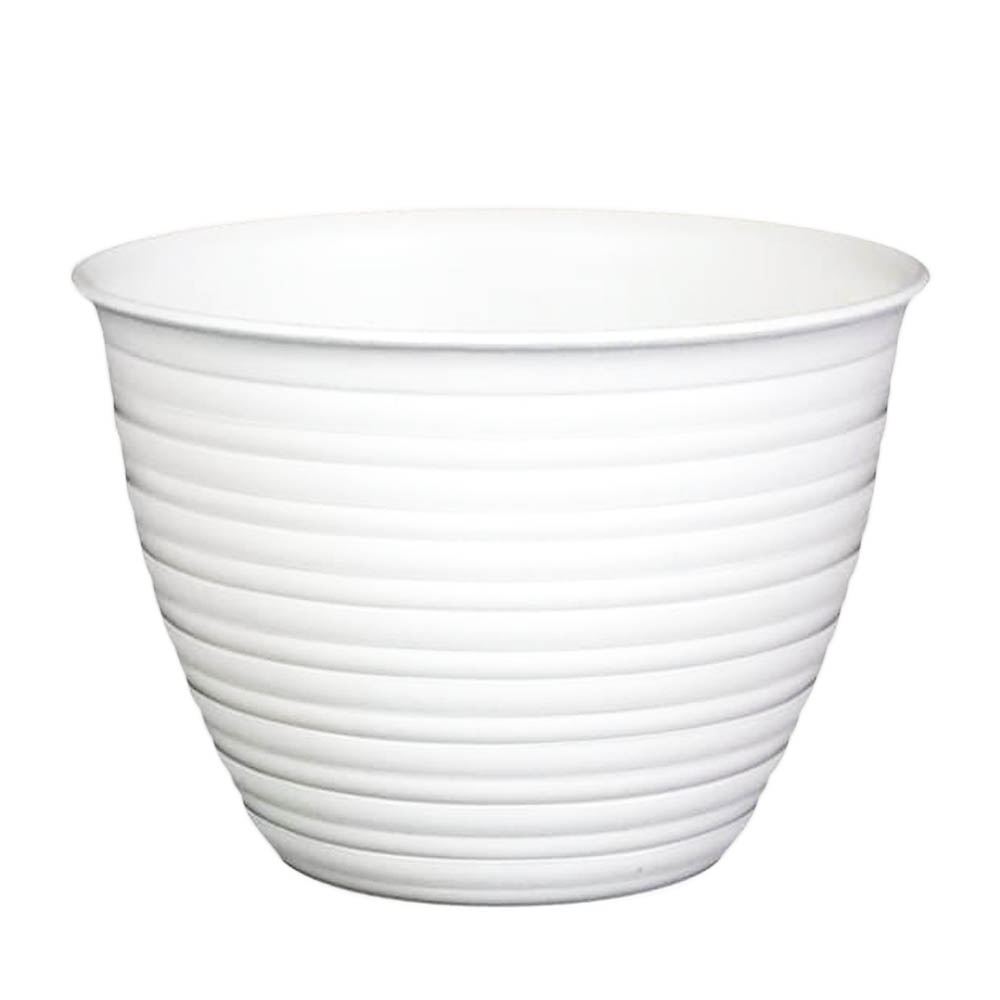 FM - Pot Bunga dan Tanaman Plastik Putih JUMBO 30 cm - isi 6 pcs / pot bunga putih polos