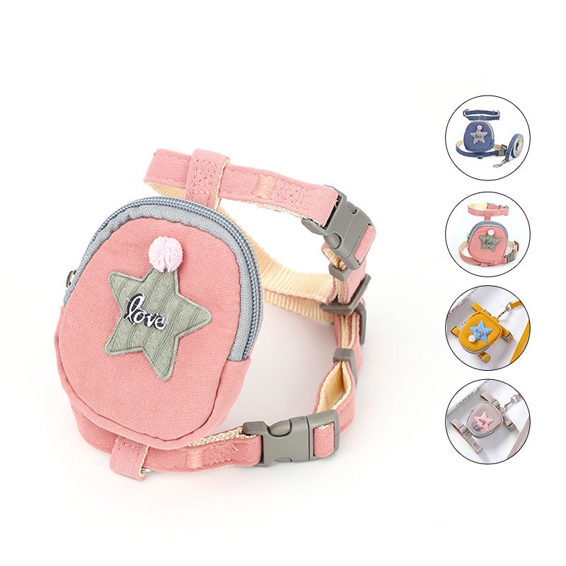 2in1 (Harness + Bag) - Cat Pet Harness Leash Small Bag Pocket - Tali Tuntun Kucing Tas Ransel Harness Anjing Kucing Tali Tuntun