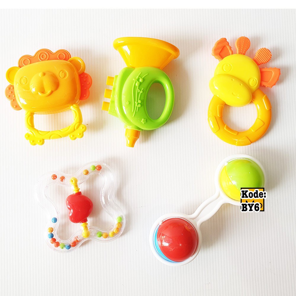 mainan bayi kerincingan bayi baby rattles set 6 by6 mainan bayi terompet kerincingan dan edukasi bayi mainan musikal bayi