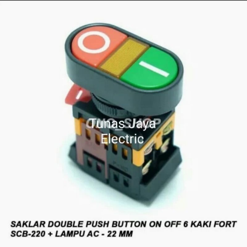 Double Push Button with Lamp 220VAC 22/25mm FORT (type SCB-220)