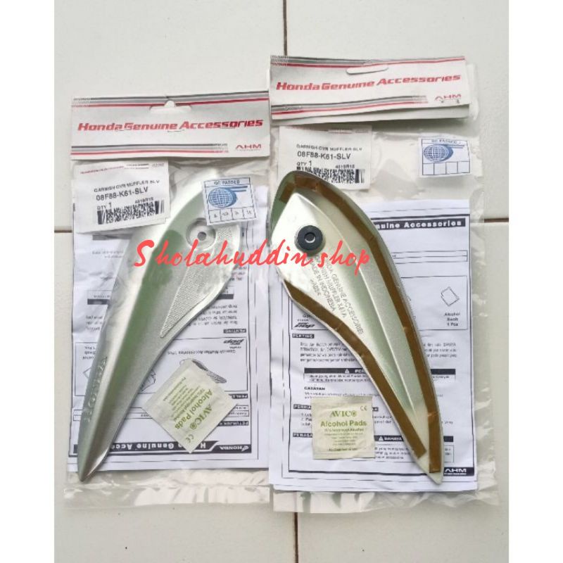 Cover Knalpot Tutup Knalpot Garnish Honda Beat POP Silver Ori