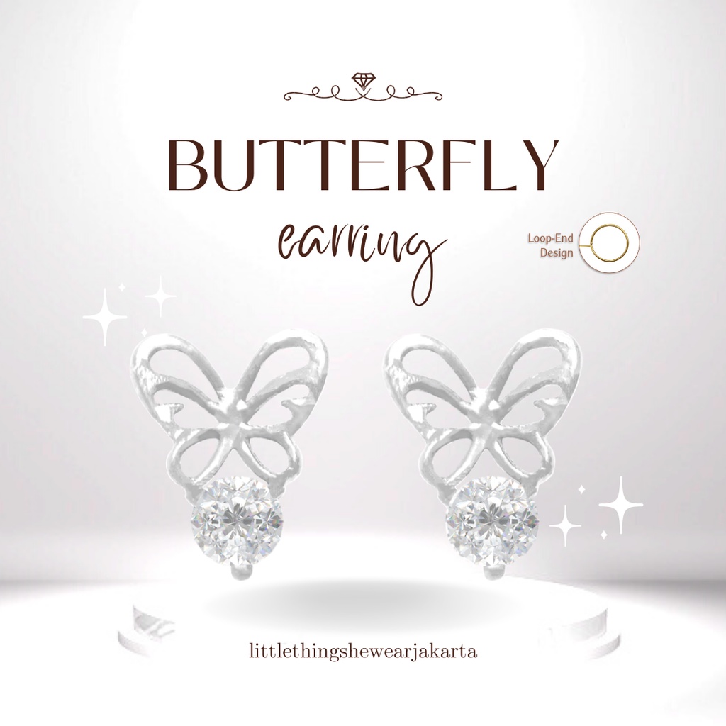 (Jakarta) Littlethingshewear Official  Butterfly Swarovski 0,6 Gram