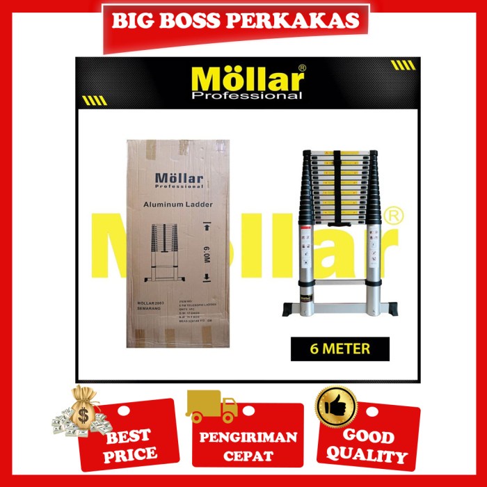 Mollar Tangga Lipat Teleskopik 6 Meter - Single Telescopic Ladder #98