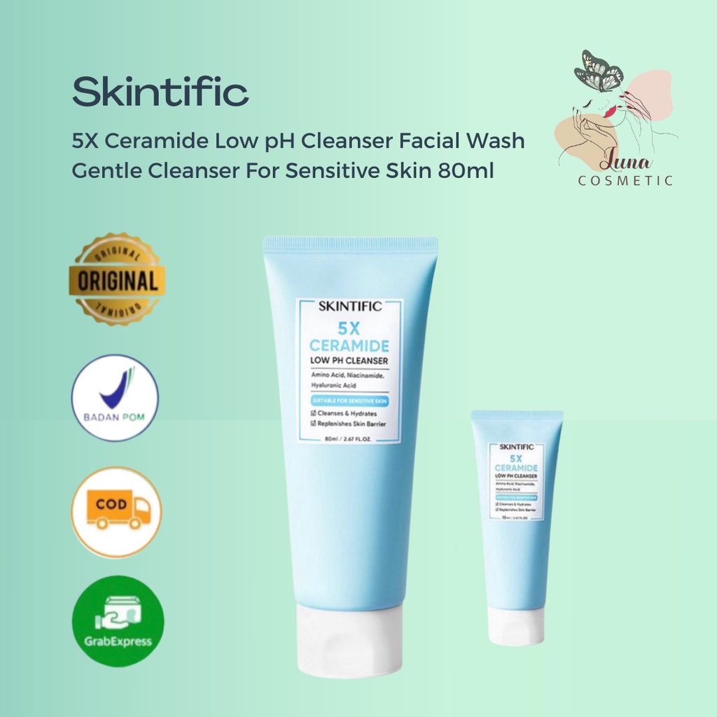 SKINTIFIC - 5X Ceramide Low pH Cleanser Gentle Cleanser For Sensitive Skin 80Ml BPOM