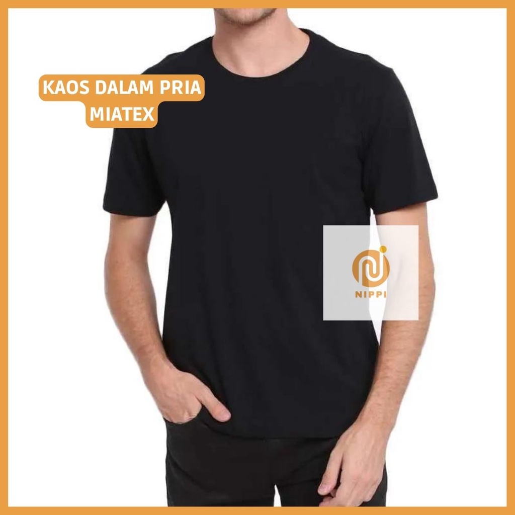 Kaos Oblong Pria Polos Hitam Putih Miatex - NPI0403