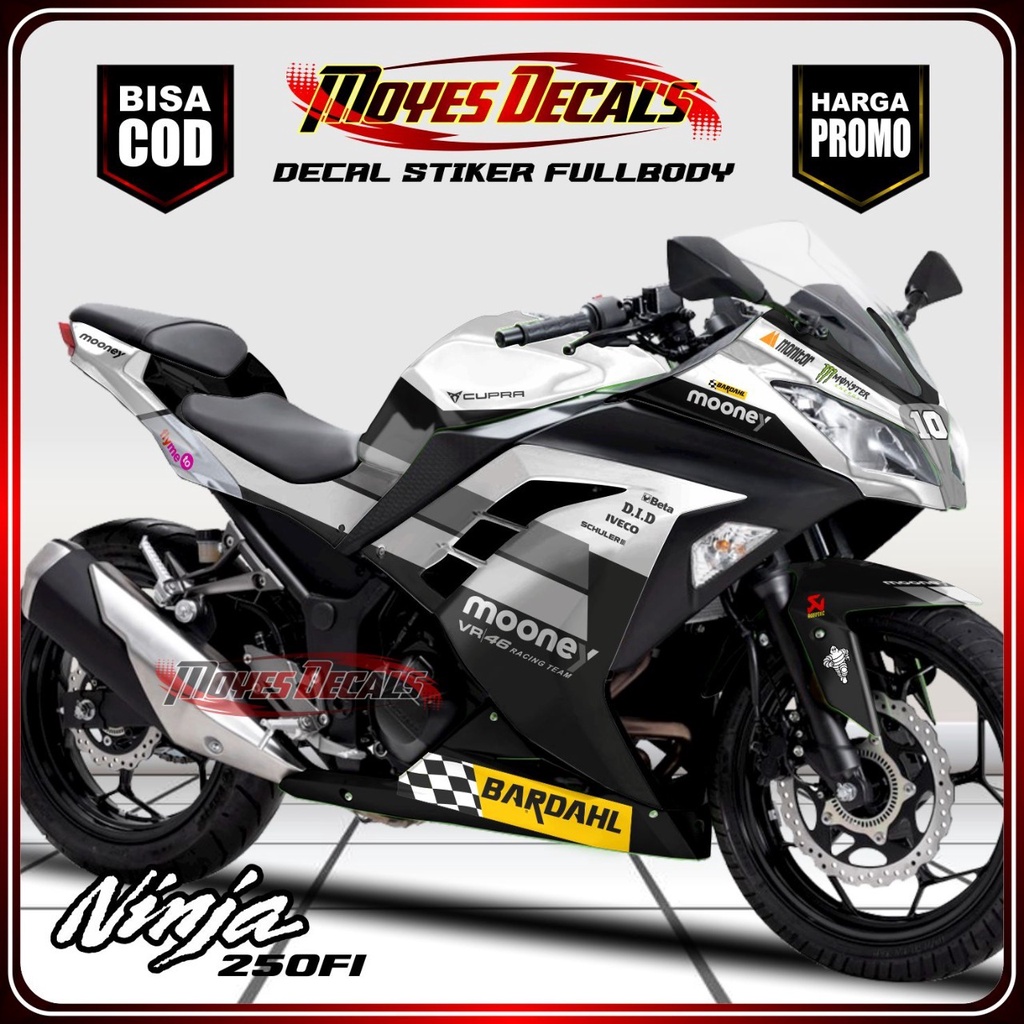 ⭐⭐⭐⭐⭐. Siker Decal Ninja Fi 250 Stiker Sticker Full Body Kawasaki Ninja FI 250 CC Warna Hitam Putih