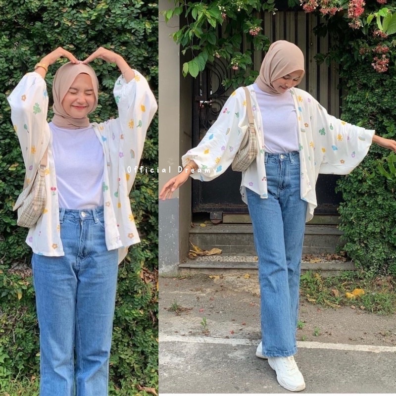 ‼️READY‼️OUTER KIYOWO SCARF RAYON MOTIF PATTERN - OUTER KOYOWO RAYON LENGAN BALON OVERSIZED - OUTER SCARF - OUTER RAYON OVERSIZED - OUTER RAYON LENGAN BALON