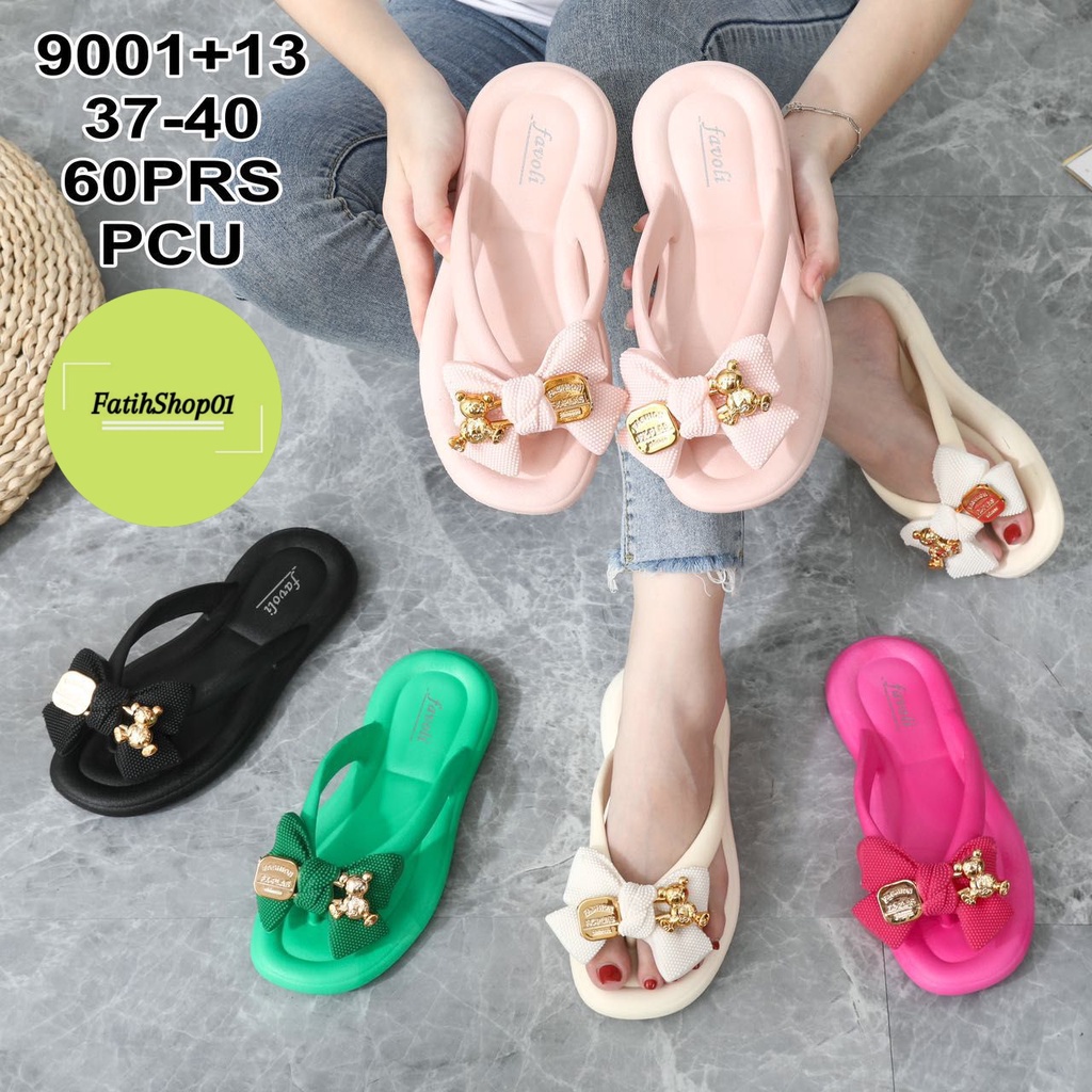 Sandal Jepit Pita Jelly Wanita Kekinian 9001+13 / 2024-2A (36-40) sandal bangkok import/sandal terlaris