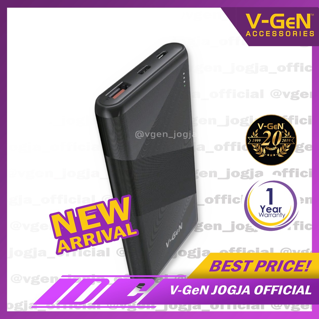 Powerbank V-GeN V10K24 10.000 mAH PD 20W QC3.O FAST CHARGING