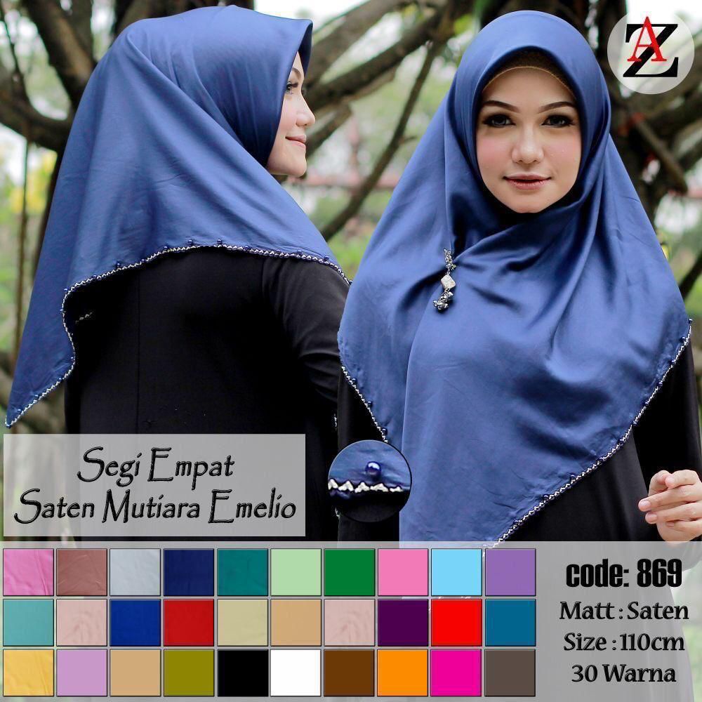 SEGIEMPAT SATEN MUTIARA EMELIO PEARLS RENDA KELILING HIJAB SEGI EMPAT AZARA BAHAN SATIN 110 X 110 cm RESELLER WELCOME