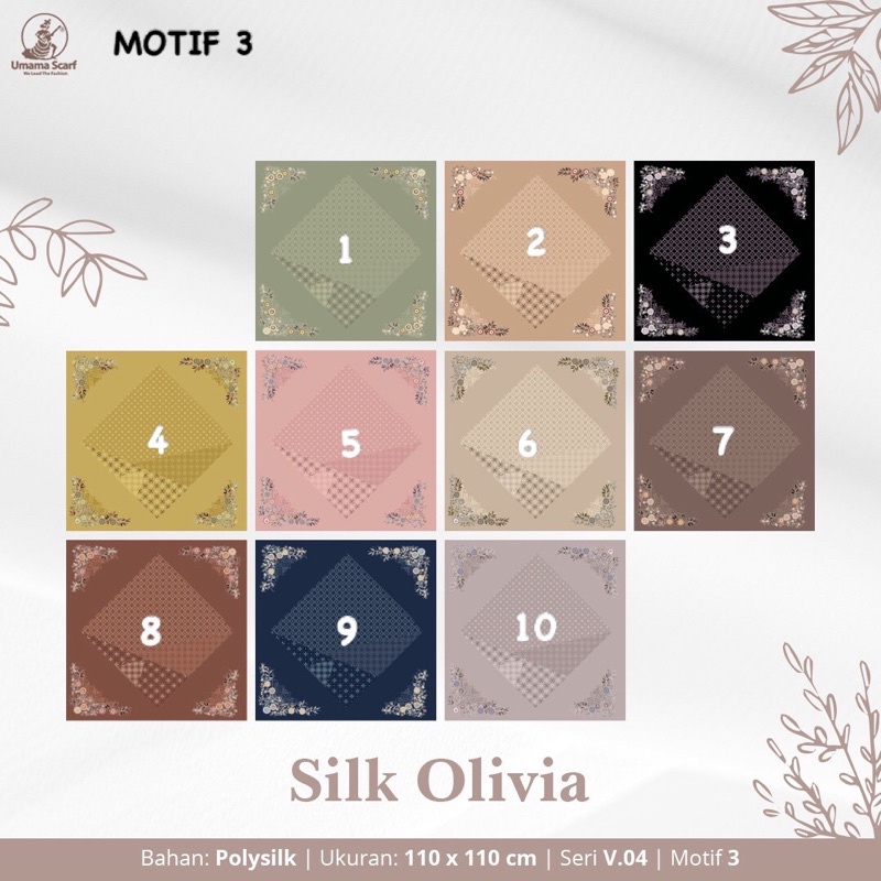 [PART 1] HIJAB SEGIEMPAT SILK OLIVIA MOTIF