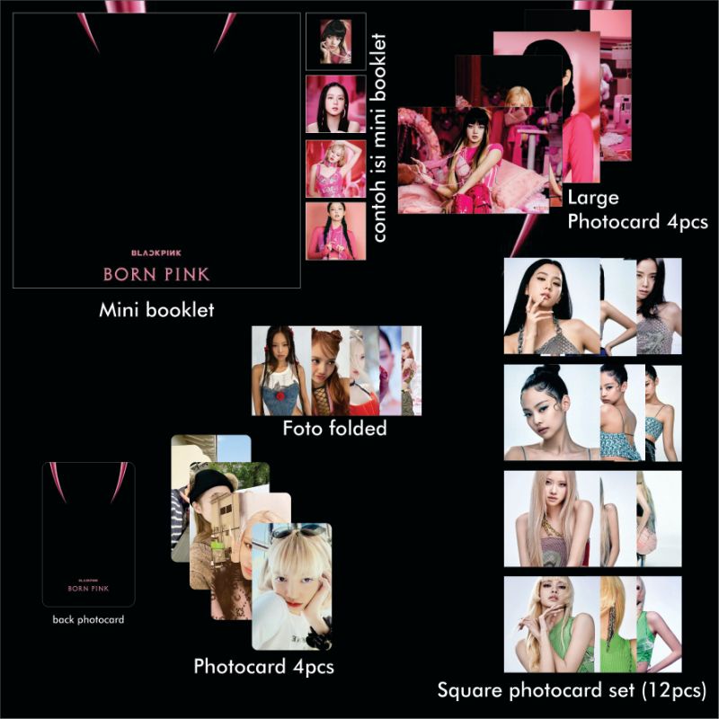 unofficial paket blackpink bornpink fanmade mini booklet photocard square photocard poster pink version