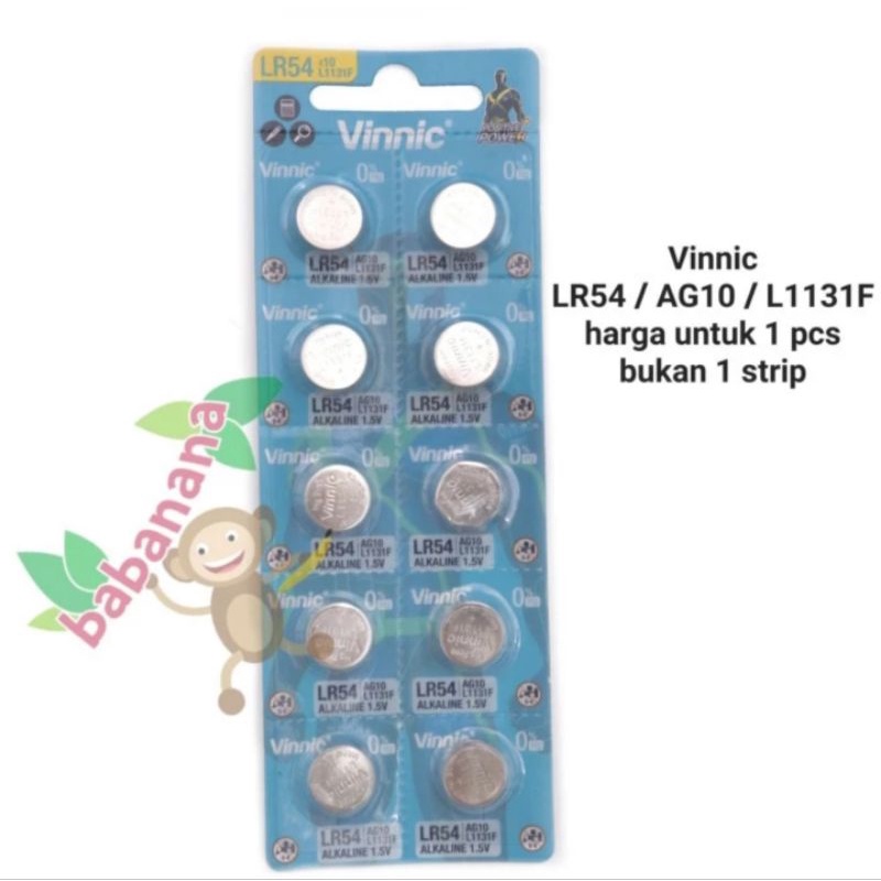 Baterai Vinnic LR54 L1131F AG10 battery kancing button remote jam