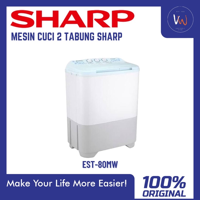 Mesin Cuci 2 Tabung Sharp EST-80MW / FREE ONGKIR CIKAMPEK, PURWAKARTA KOTA, KARAWANG KOTA