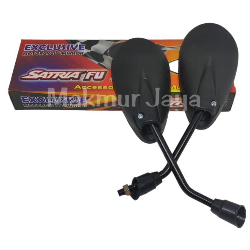 Kaca Spion Satria Fu Standar Motor Gagang Hitam Drat 12mm 14mm Universal