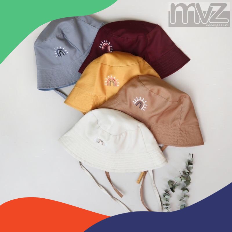 Bucket Hat Polos Anak Topi Tali Bordir Cewe Cowo Laki Perempuan Korea Drill Lucu TERMurah