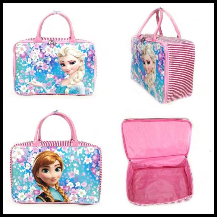 Tas Travel Bag Kanvas Besar Frozen Elsa Anna Koper Renang Piknik Anak