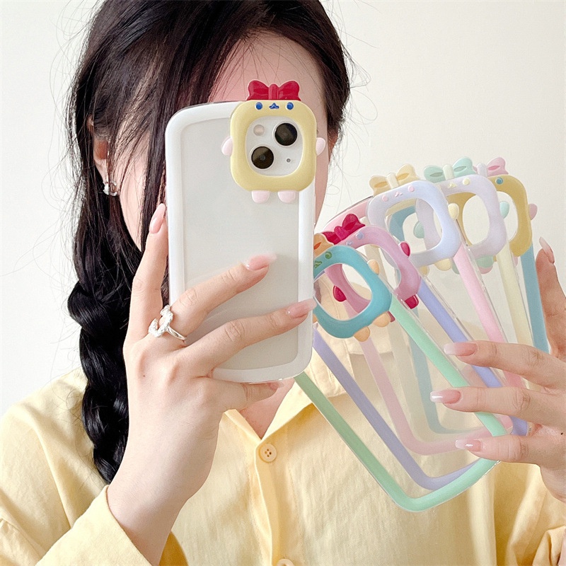 Case Transparan Motif Monster Kecil Warna Kontras Untuk IPhone X 13 12 11Promax xs xr