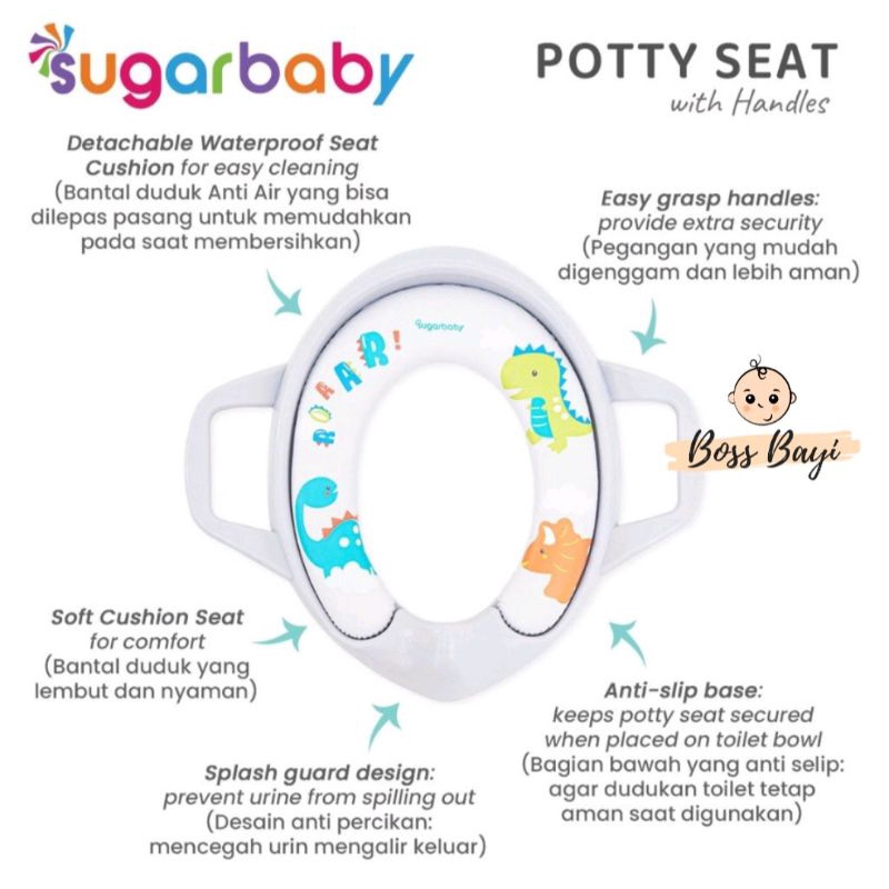 SUGAR BABY - Potty Seat with Handles / Dudukan Closet untuk Anak 12m+