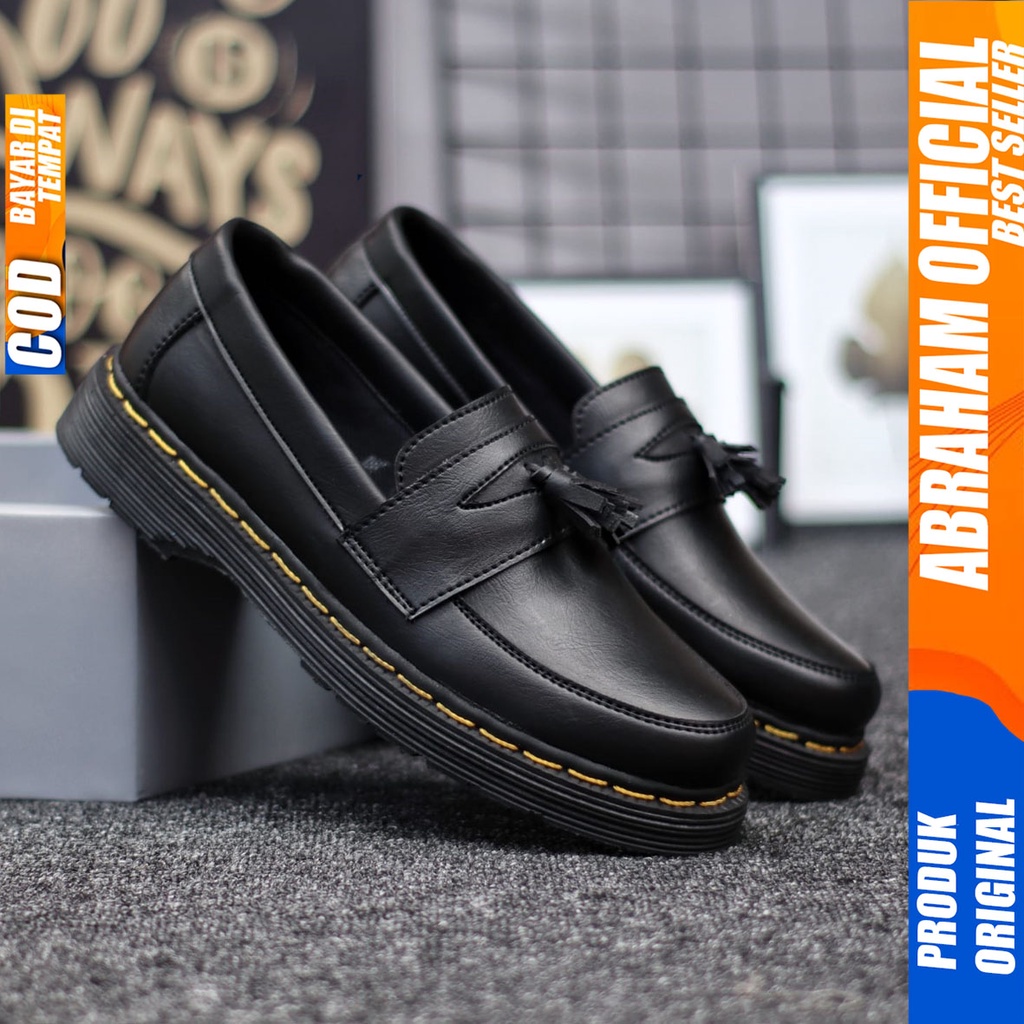 Sepatu Pantofel Formal Kerja Kantor Casual Hitam Pria Abraham Daniel