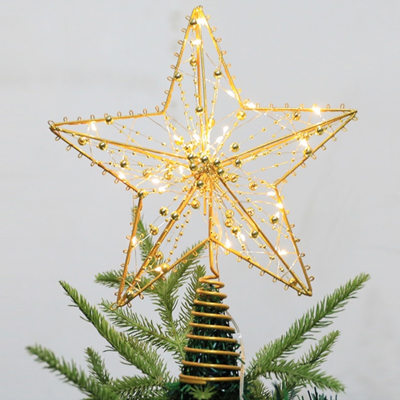 Ornamen Bintang Dengan Lampu Led Untuk Dekorasi Pohon Natal