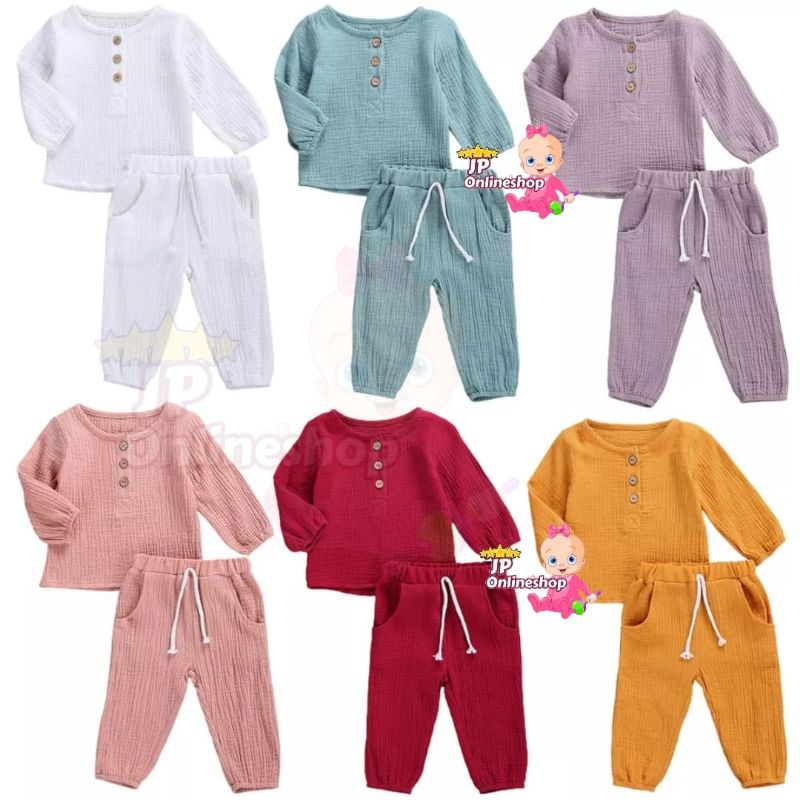 Setelan Panjang LINEN Anak Bahan Import PREMIUM
