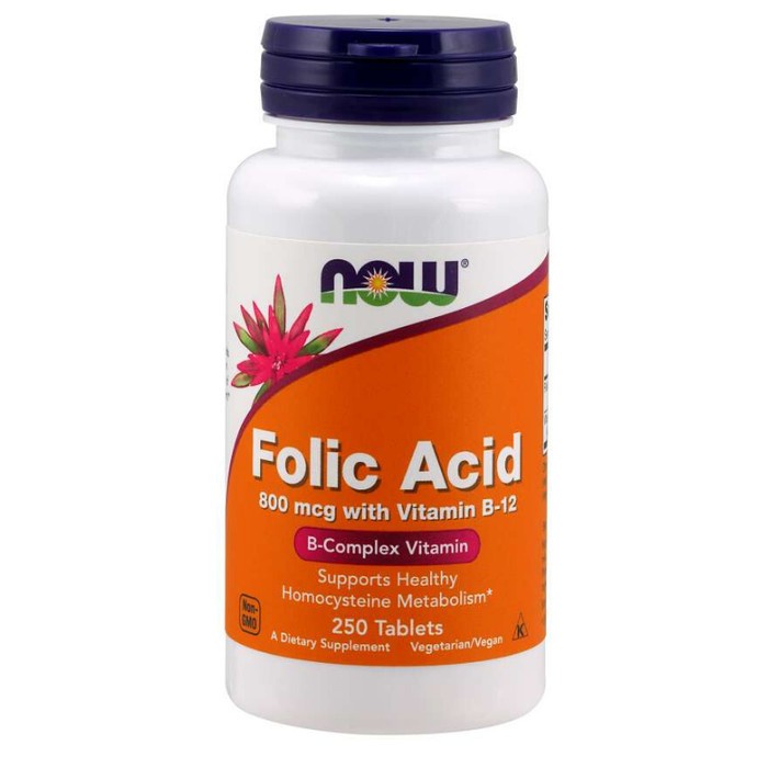 

Now Foods Folic Acid 800mg With Vitamin B-12 MCG 250 Tablet Asam Folat