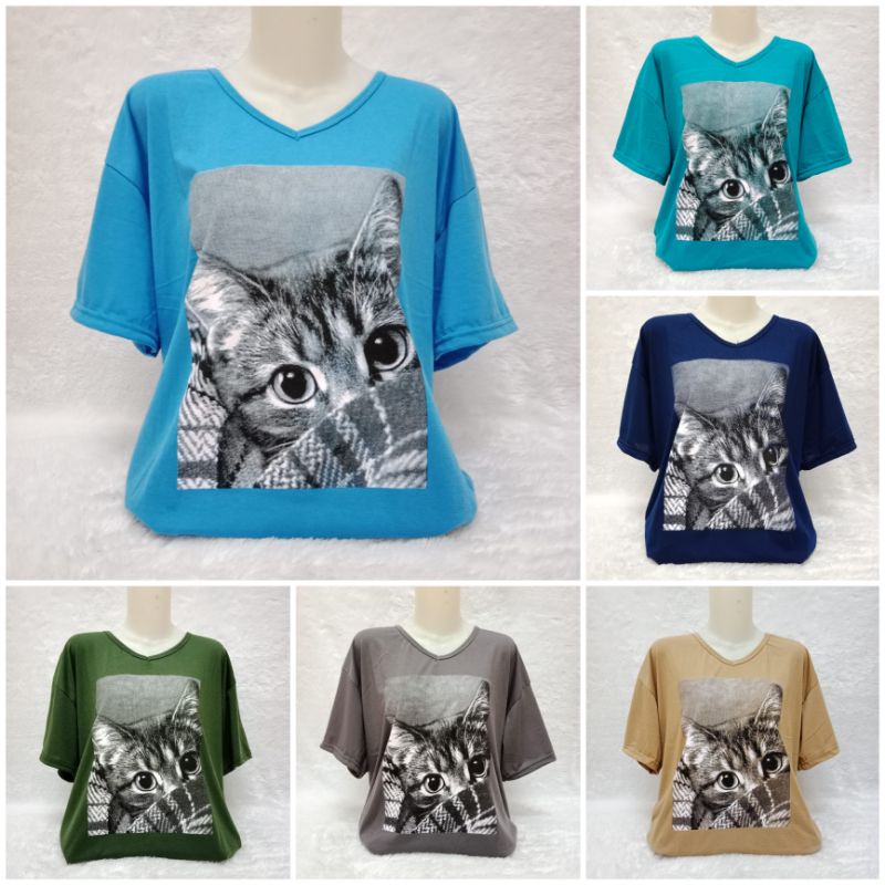 ATASAN/KAOS WANITA JUMBO SIZE LENGAN PENDEK LEHER V