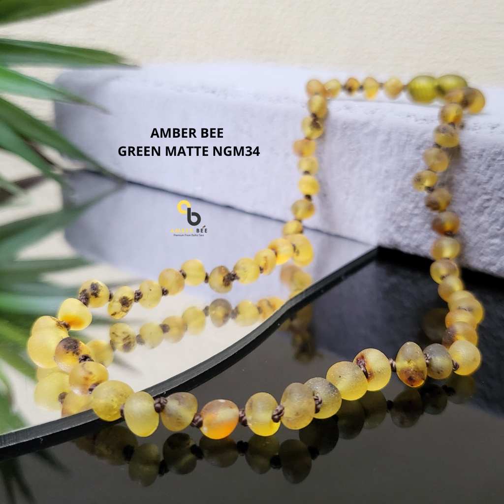 Kalung Amber Anak Premium Matte Green NMG34 By Amber Bee