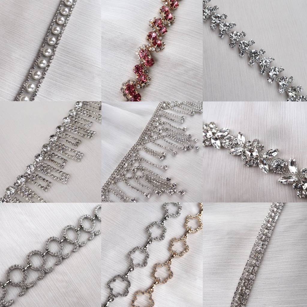 Payet Rangkai Mix | Kristal Swarovski Cantik Mewah Import Jahit Tempel Fancy Bridal Rhinestone | Ist