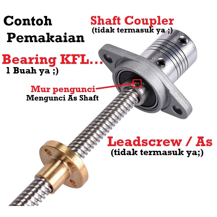 [HAEBOT] Bearing Pillow Block KFL08 KFL 08 8mm Lead Screw Shaft Holder CNC Bracket Dudukan 3D Printer Ball Threaded Rod As Besi Mekanik Vertikal