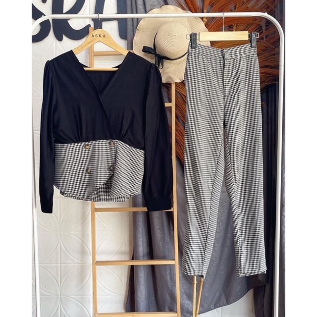 {ASKA.ID} YENCI PLAID SET STELAN ONSET BAJU KERJA KANTORAN