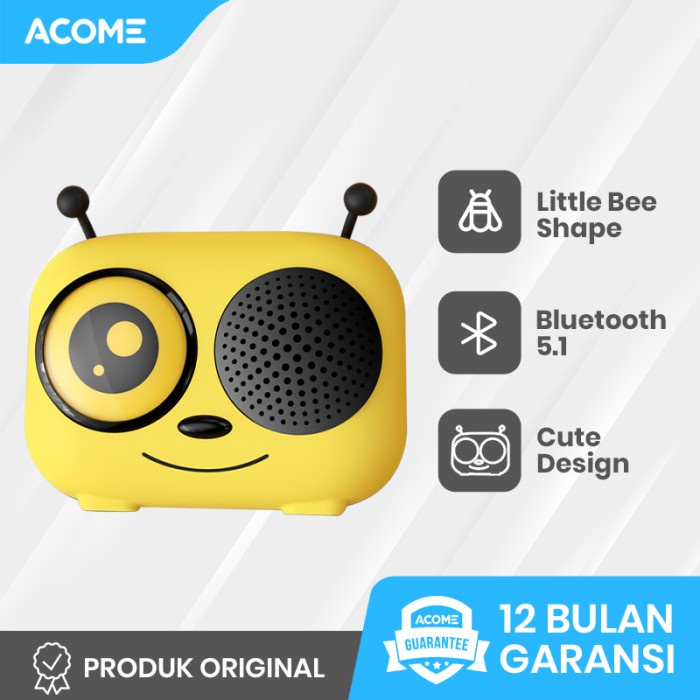 Acome Speaker Bluetooth 5.1 Little Bee Shape Tws Garansi 1 Thn A15