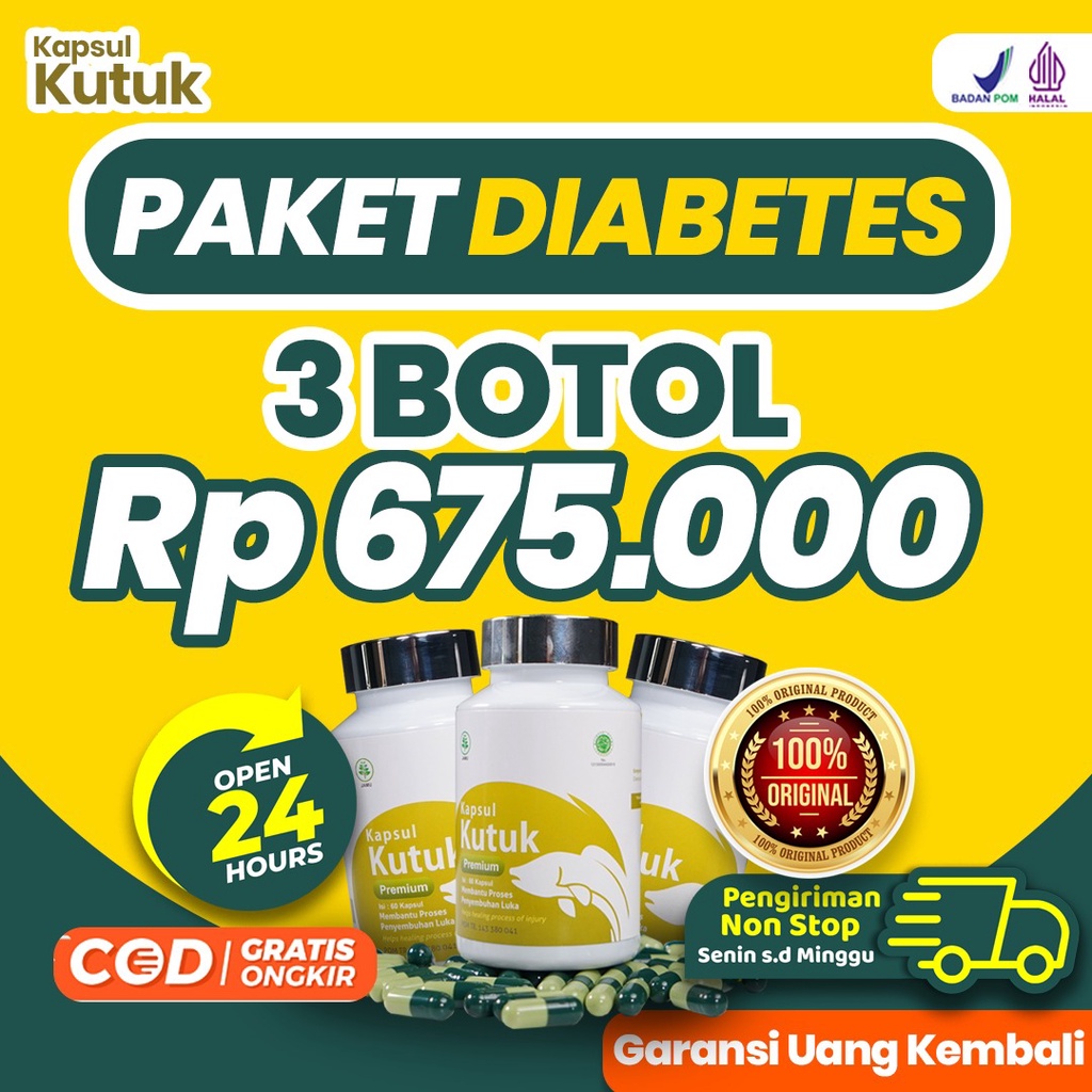 Ready Paket 3 Kapsul Kutuk - Luka Pasca Operasi Hernia Usus Wasir 5x Lebih Cepat Sembuh &amp; Kering Asi Booster Penambah Albumin Tingkatkan Daya Tahan Tubuh Isi 60 Kapsul