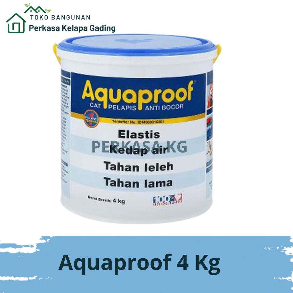 Aquaproof Waterproofing 4 KG Galon Warna Abu, Cream, Hitam, Putih, Hitam, Hijau, dll
